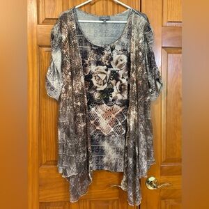 Women’s Sz 3x Essentials Gray Textured Top